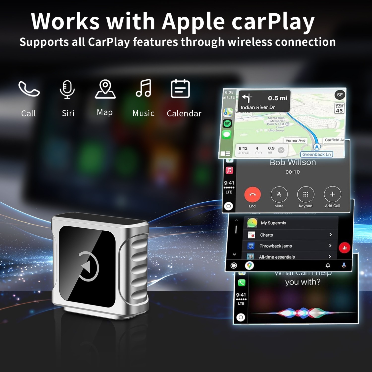 Bezdrátový Swissten Carlink Adapter - Apple Carplay / Android Auto