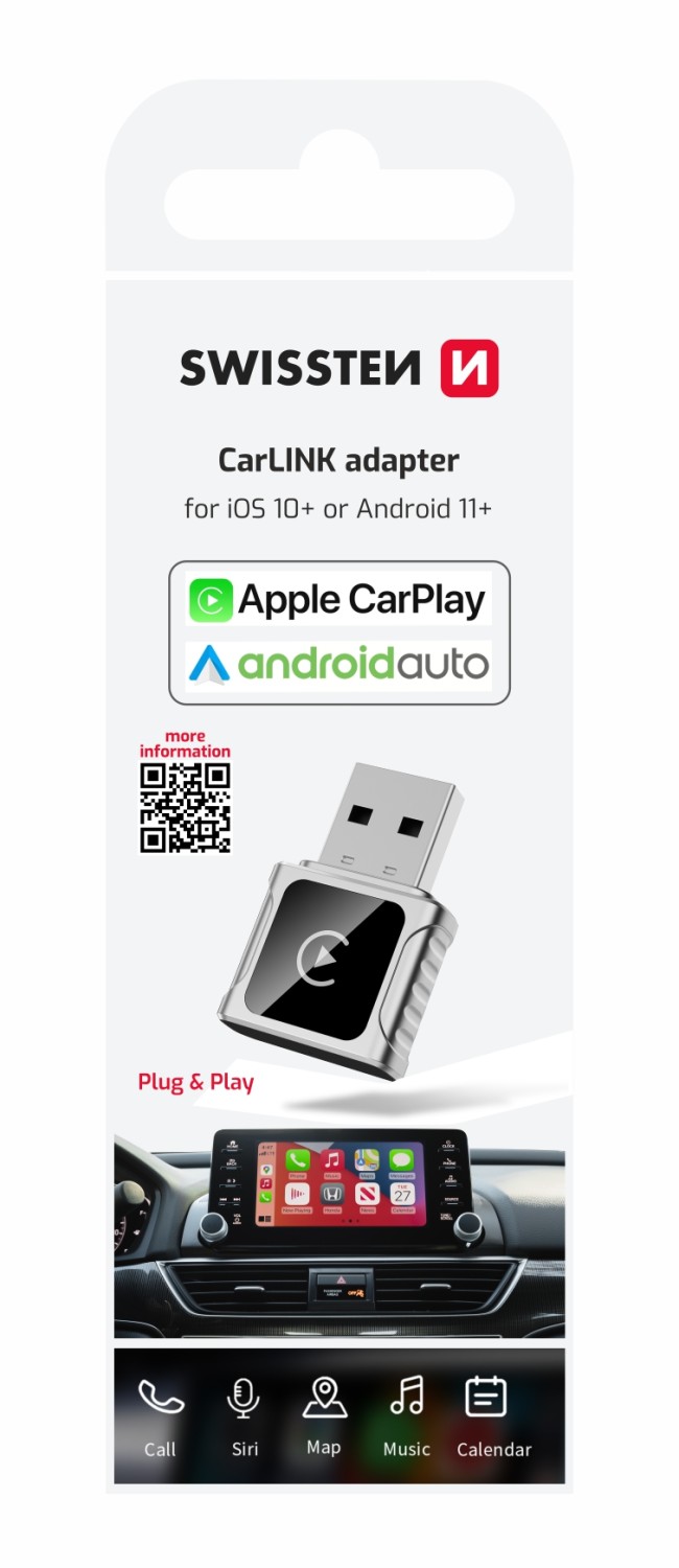 Bezdrátový Swissten Carlink Adapter - Apple Carplay / Android Auto