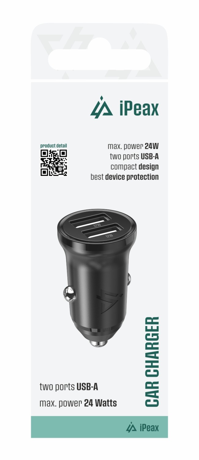 iPEAX CL-02, 4,8A, 2x USB-A černá