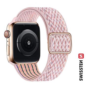 Swissten řemínek pro Apple Watch nylonový 38 / 40 / 41 mm, růžová (se sponou)