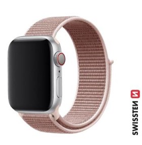Swissten řemínek pro Apple Watch nylonový 42 / 44 / 45 / 49 mm, růžovo - zlatá 