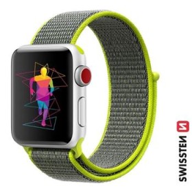 Swissten řemínek pro Apple Watch nylonový 42 / 44 / 45 / 49 mm, zářivě zelená