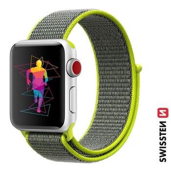 Swissten řemínek pro Apple Watch nylonový 42 / 44 / 45 / 49 mm, zářivě zelená
