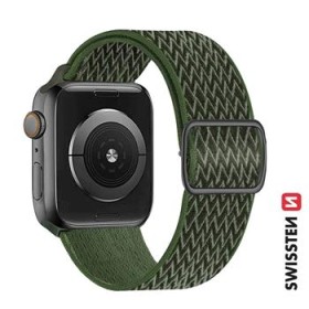 Swissten řemínek pro Apple Watch nylonový 42 / 44 / 45 / 49, khaki (se sponou)