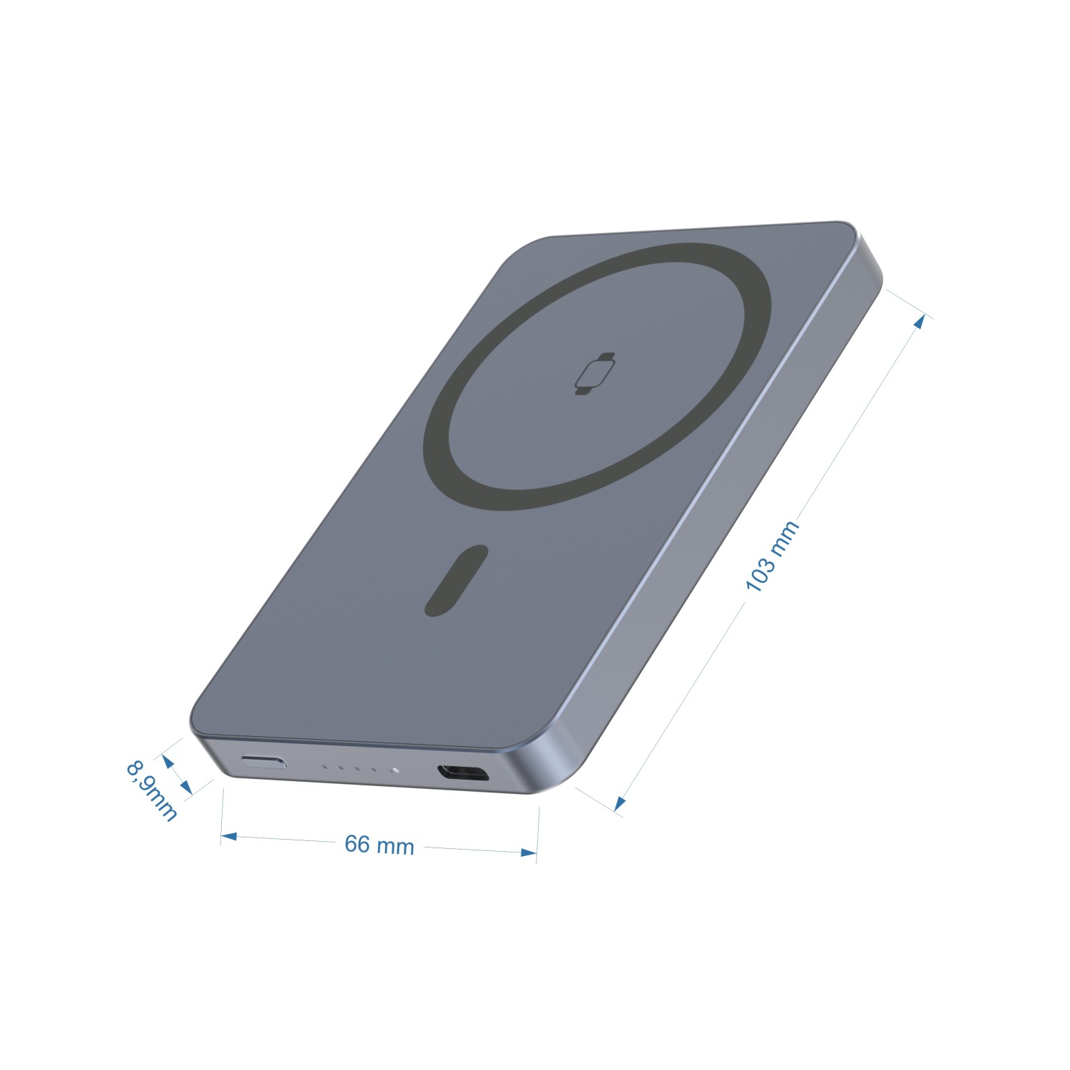 SWISSTEN POWER BANK FUSION 5000 mAh S NABÍJENÍM APPLE WATCH (kompatibilní s MagSafe) STŘÍBRNÁ