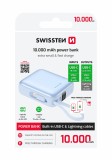 SWISSTEN POWER BANK SPACE 10000 mAh S INTEGROVANÝMI KABELY USB-C A LIGHTNING MODRÁ