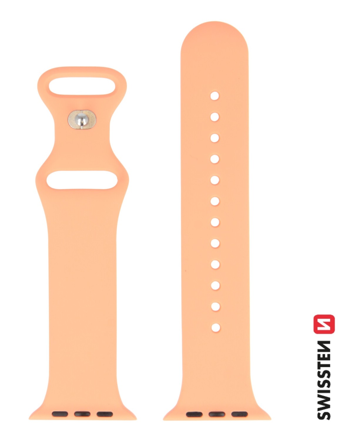 Swissten řemínek pro Apple Watch silikonový 42 / 44 / 45 / 49 mm, oranžovo růžová