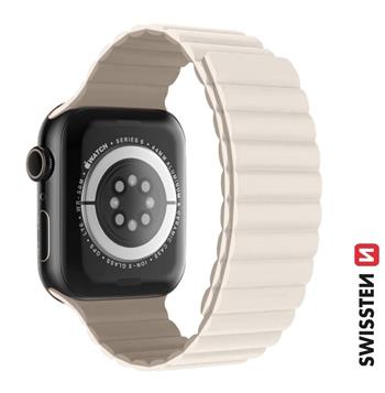 Swissten řemínek pro Apple Watch silikonový - magnetic 42 / 44 / 45 / 49 mm, bílá cappucino