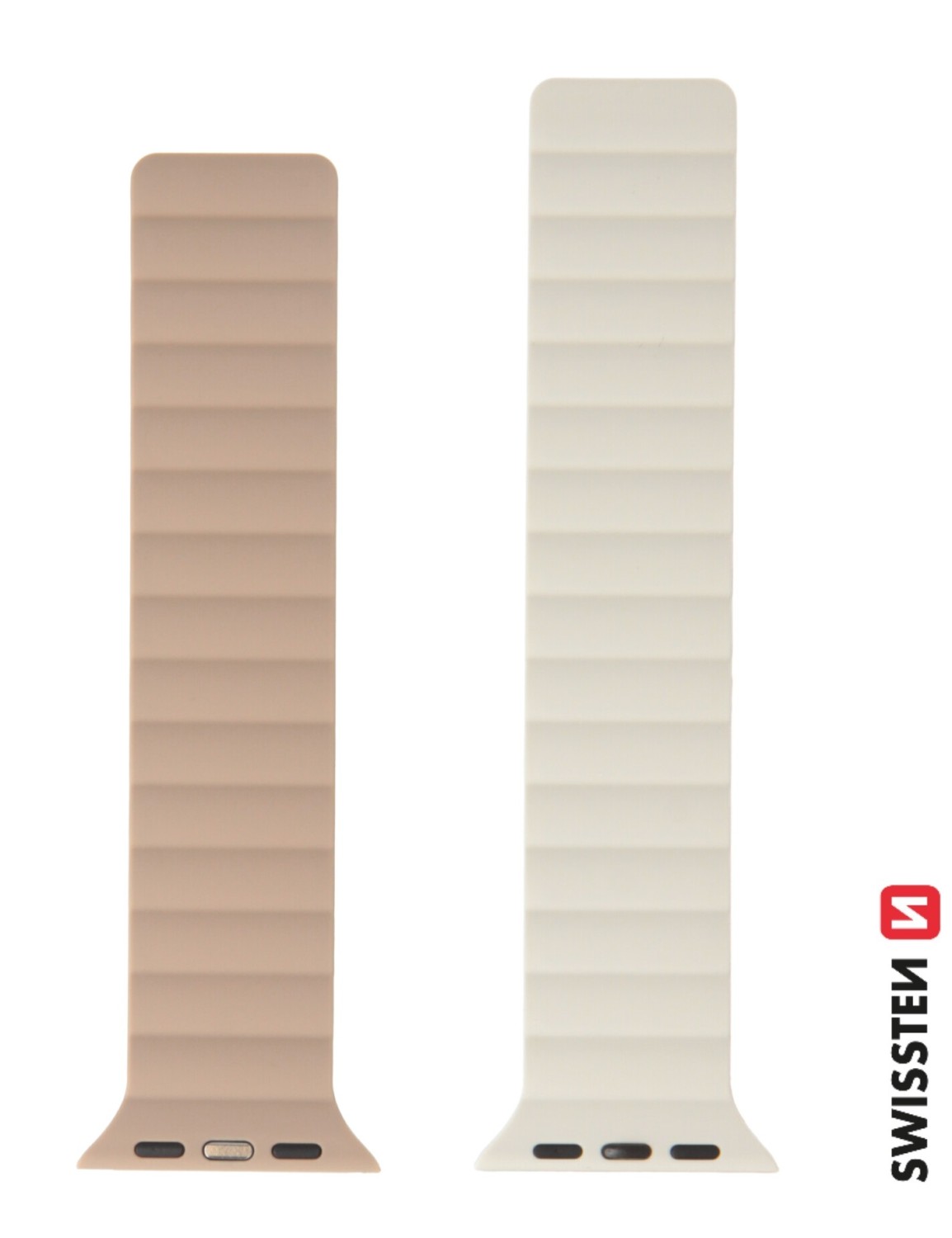 Swissten řemínek pro Apple Watch silikonový - magnetic 42 / 44 / 45 / 49 mm, bílá cappucino
