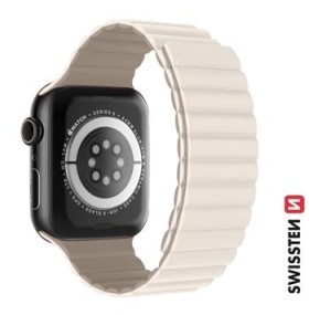 Swissten řemínek pro Apple Watch silikonový - magnetic 38 / 40 / 41 mm, bílá cappucino