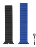 Swissten řemínek pro Apple Watch silikonový - magnetic 38 / 40 / 41 mm, modro černá