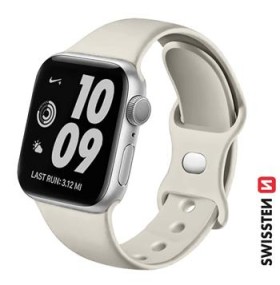 Swissten řemínek pro Apple Watch silikonový 42 / 44 / 45 / 49 mm, kamenně šedá