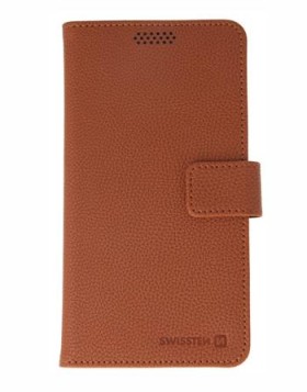 Flipové pouzdro SWISSTEN LIBRO UNI BOOK II L, hnědá koženka (150 x 71 mm)