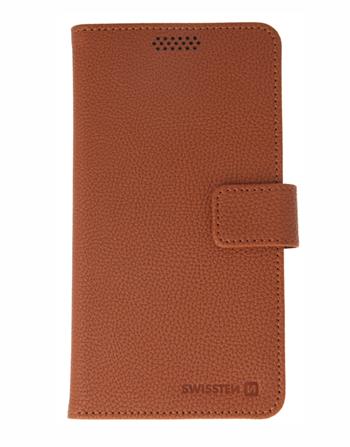 Flipové pouzdro SWISSTEN LIBRO UNI BOOK II L, hnědá koženka (150 x 71 mm)