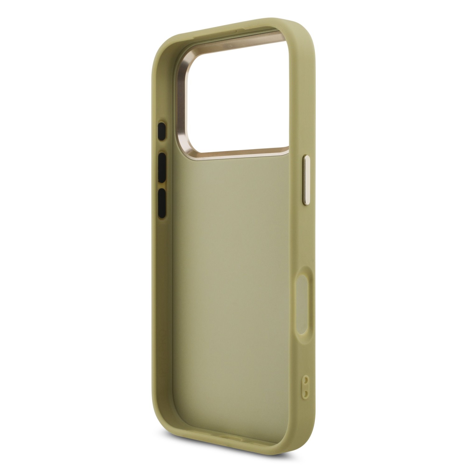 Guess PU Fixed Glitter 4G Metal Frame Zadní Kryt pro iPhone 17 Pro Gold