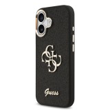 Guess PU Fixed Glitter 4G Metal Frame Zadní Kryt pro iPhone 17 Black