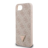 Guess PU 4G Strass Triangle Metal Logo Zadní Kryt pro iPhone 16e Pink