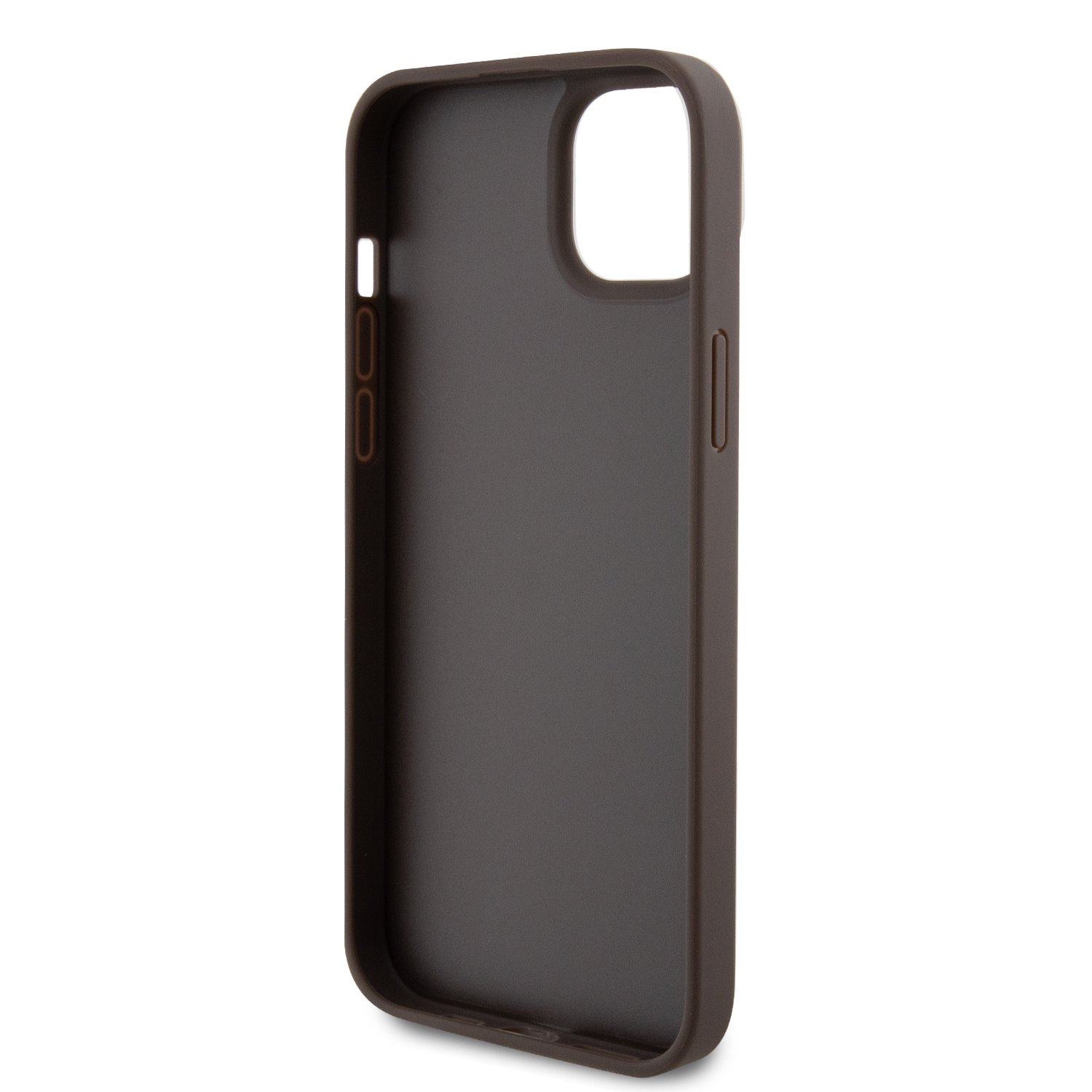 Guess PU 4G Strass Triangle Metal Logo Zadní Kryt + Crossbody Popruh pro iPhone 15 Plus Brown