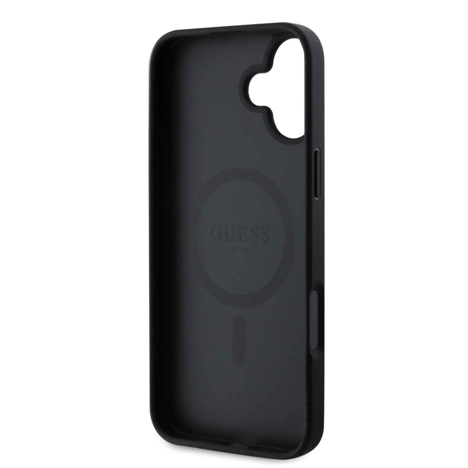 Guess PU 4G Classic Logo MagSafe Zadní Kryt pro iPhone 16 Plus Black