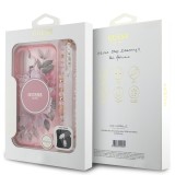 Guess IML Flowers Strap MagSafe Zadní Kryt pro iPhone 16 Plus Pink