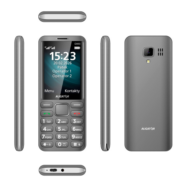 ALIGATOR D860 Dual SIM, titanový