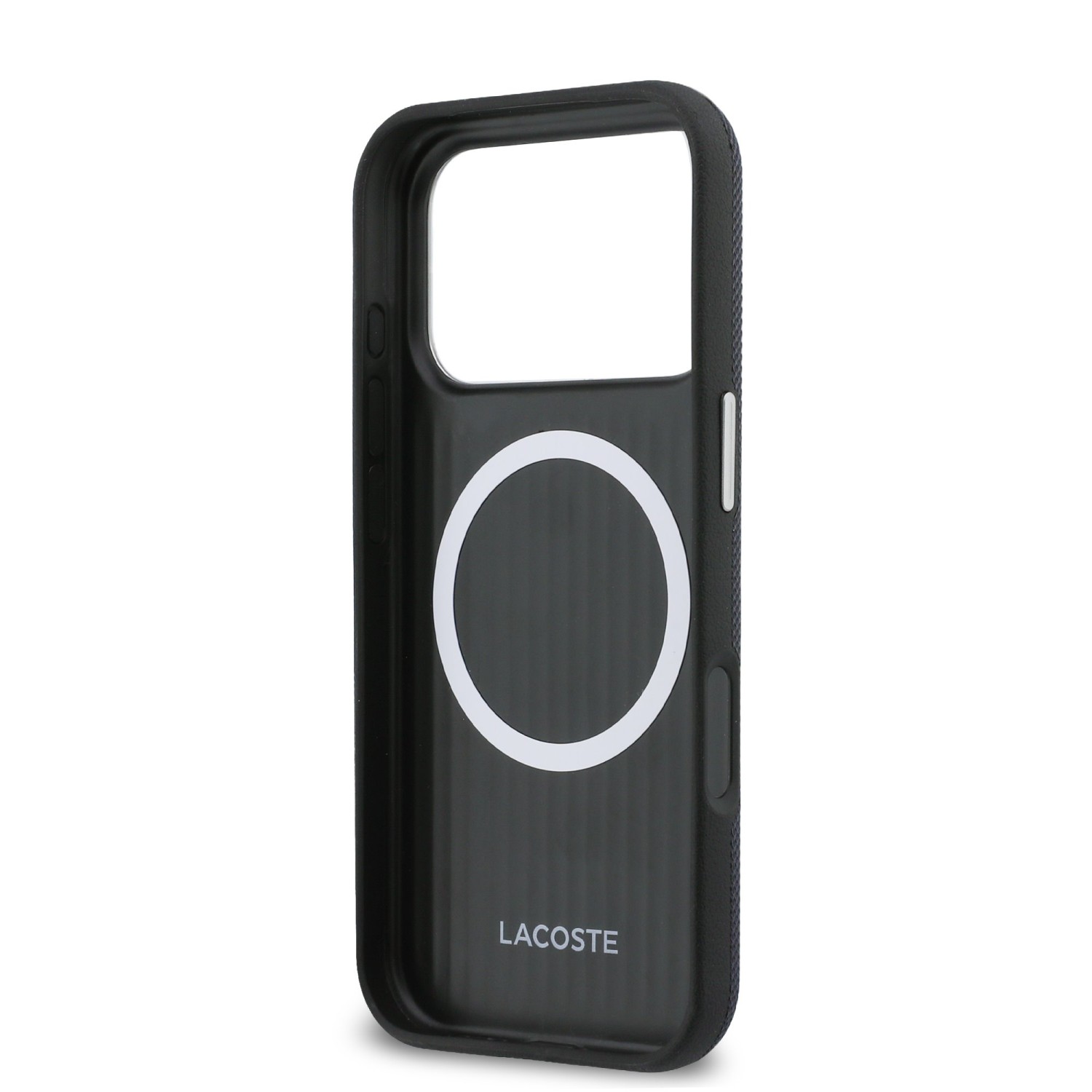 Lacoste PVC Petit Pique Semi Wrap MagSafe Kryt pro iPhone 17 Pro Navy