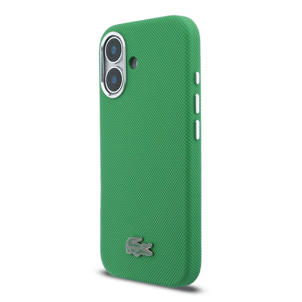 Lacoste PVC Iconic Petit Pique Metal Logo MagSafe Zadní Kryt pro iPhone 16 Estragon Green