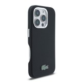 Lacoste PVC Iconic Petit Pique Metal Logo MagSafe Zadní Kryt pro iPhone 16 Pro Black