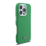 Lacoste PVC Iconic Petit Pique Metal Logo MagSafe Zadní Kryt pro iPhone 16 Pro Estragon Green
