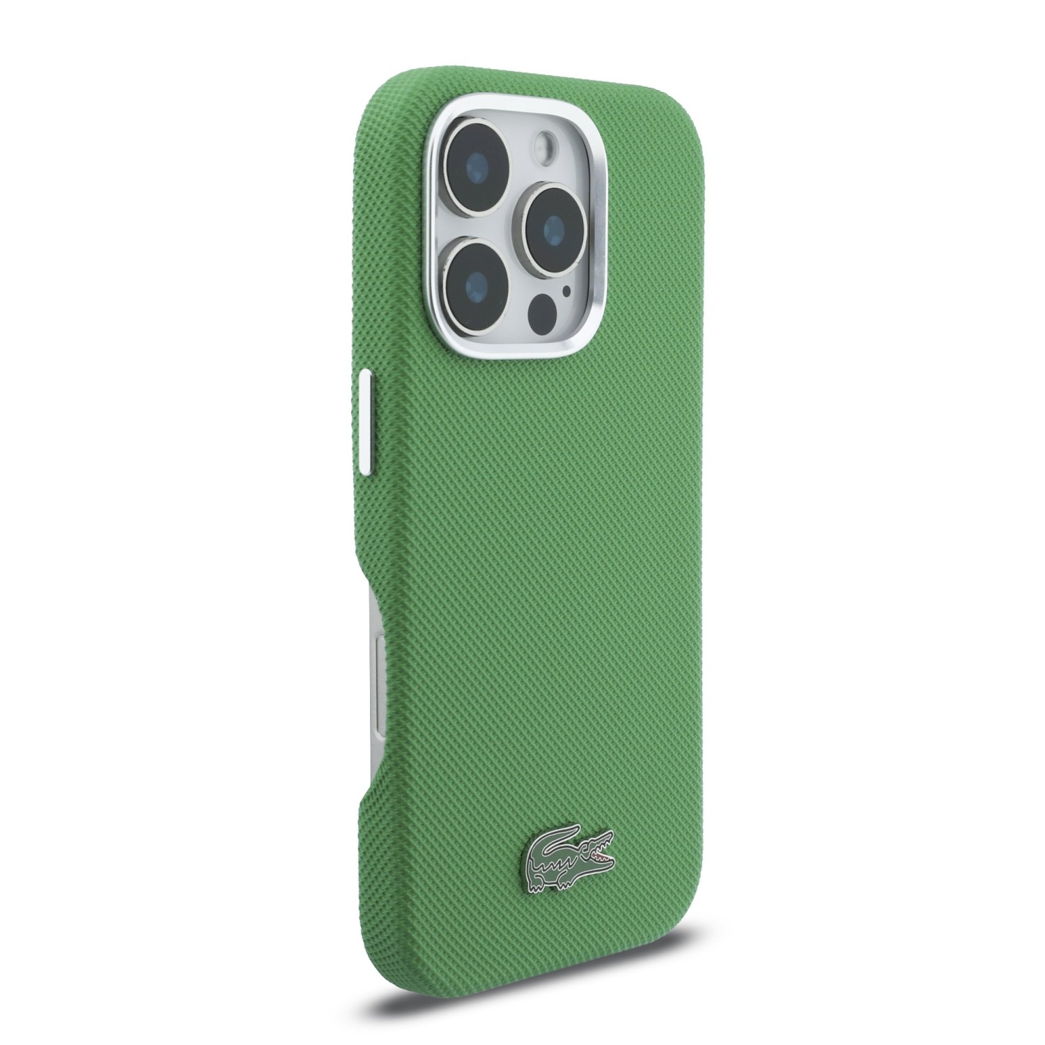Lacoste PVC Iconic Petit Pique Metal Logo MagSafe Zadní Kryt pro iPhone 16 Pro Max Estragon Green