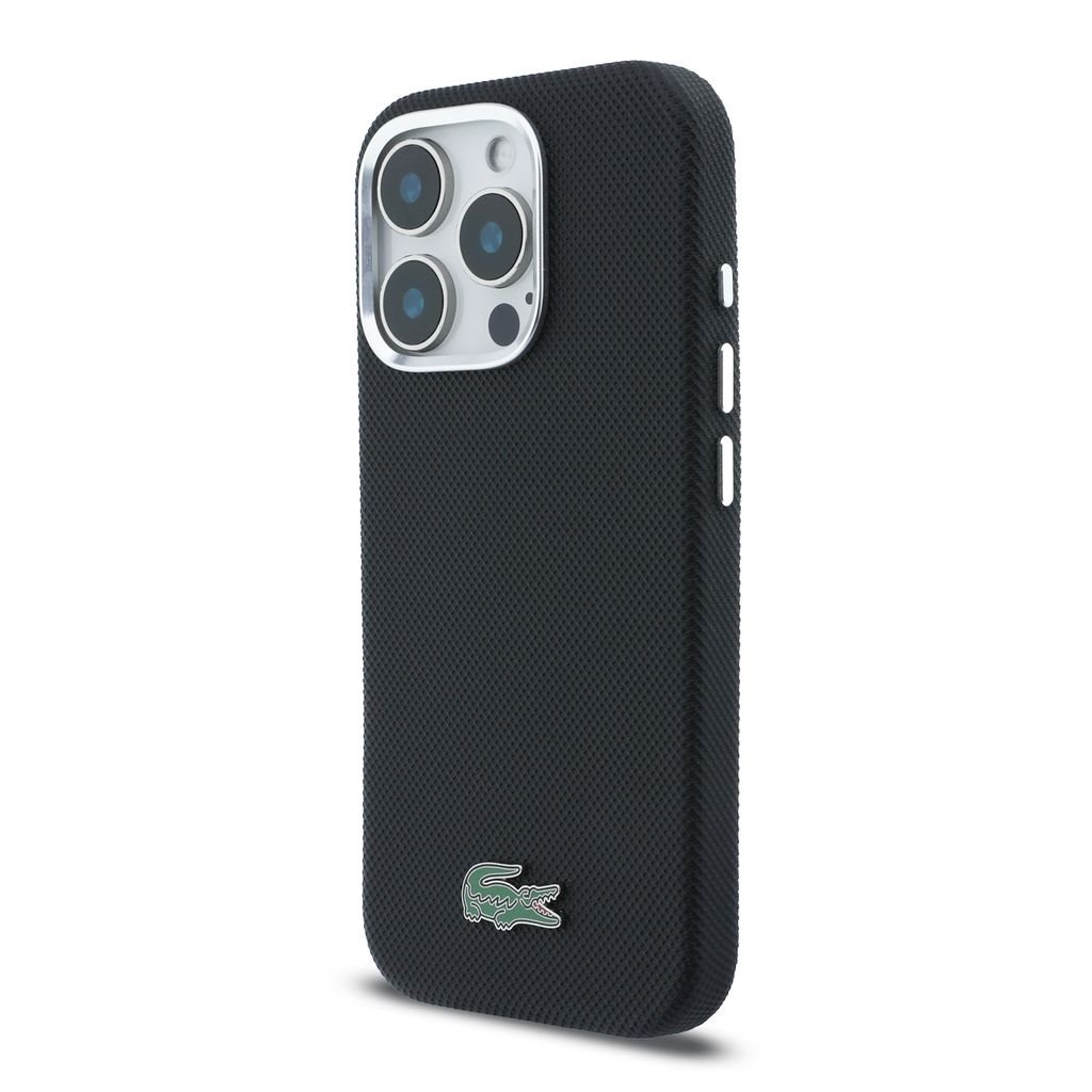 Lacoste PVC Iconic Petit Pique Metal Logo MagSafe Zadní Kryt pro iPhone 16 Pro Max Black