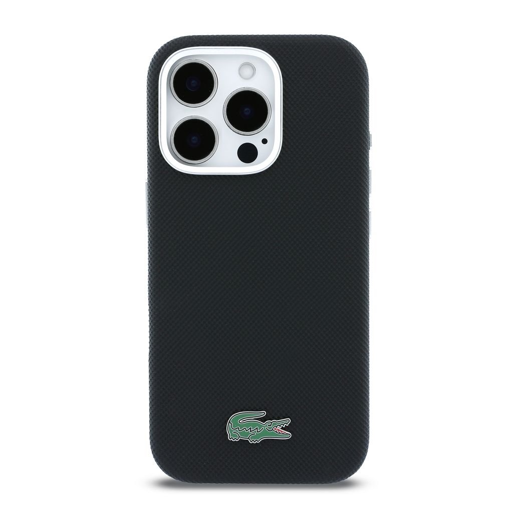 Lacoste PVC Iconic Petit Pique Metal Logo MagSafe Zadní Kryt pro iPhone 16 Pro Max Black