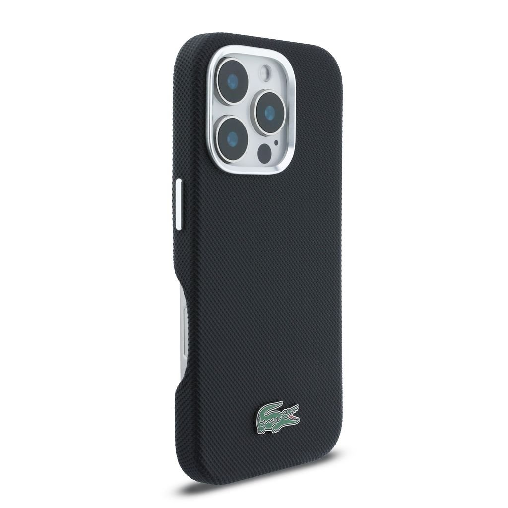 Lacoste PVC Iconic Petit Pique Metal Logo MagSafe Zadní Kryt pro iPhone 16 Pro Max Black