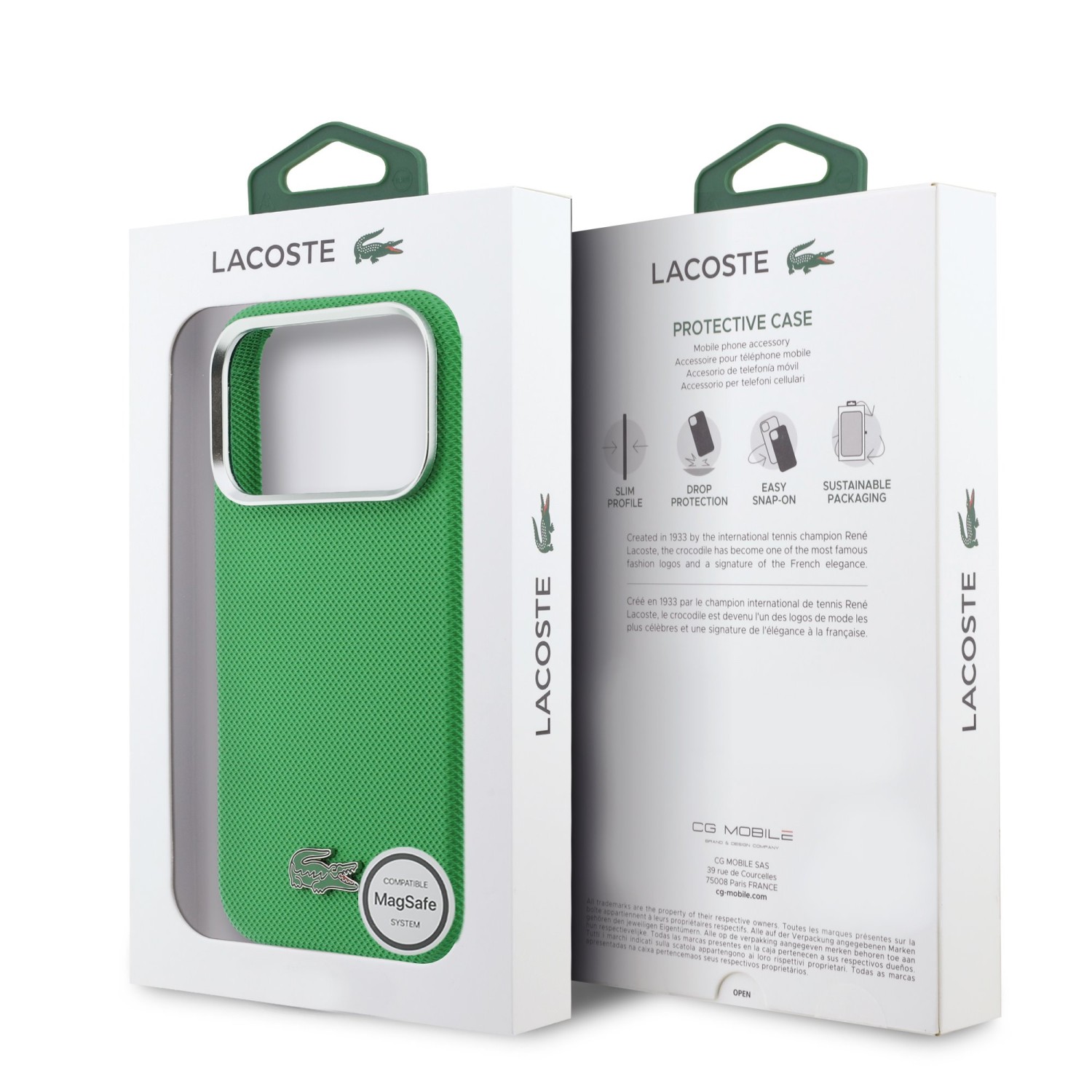 Lacoste PVC Iconic Petit Pique Metal Logo MagSafe Zadní Kryt pro iPhone 17 Pro Max Green