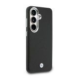 BMW Signature PU Leather Metal Logo Magnetic Zadní kryt pro Samsung Galaxy S26+ Black