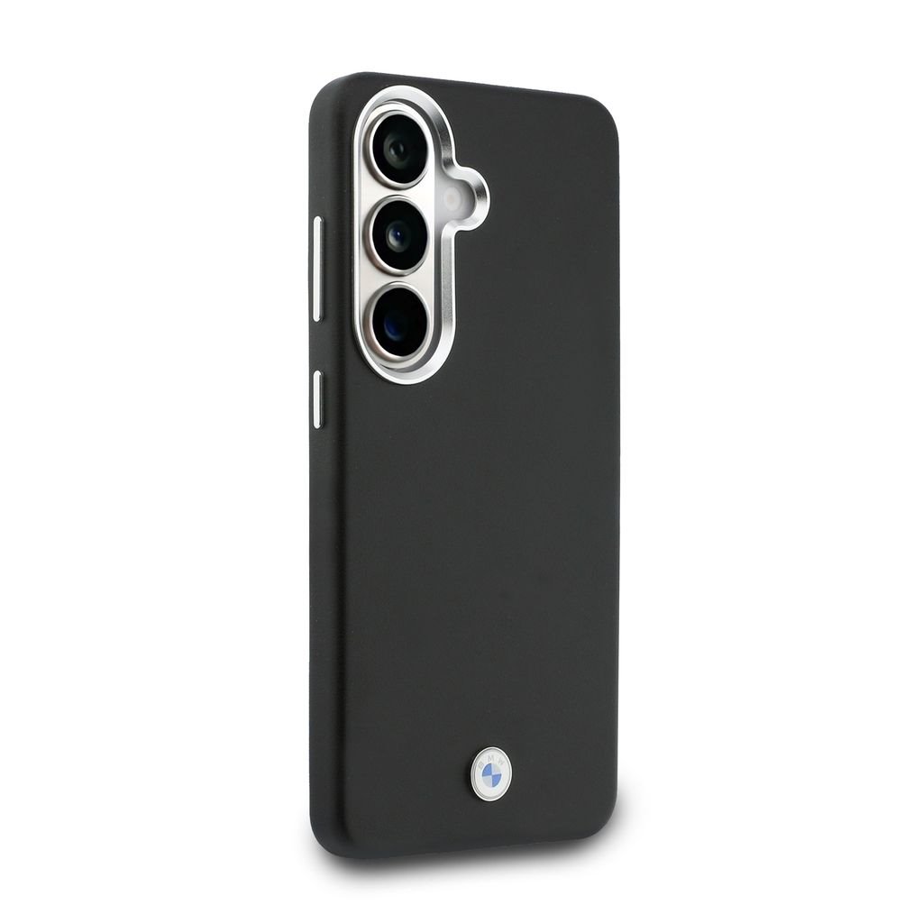 BMW Signature PU Leather Metal Logo Magnetic Zadní kryt pro Samsung Galaxy S26+ Black