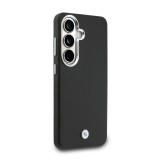 BMW Signature PU Leather Metal Logo Magnetic Zadní kryt pro Samsung Galaxy S26 Black