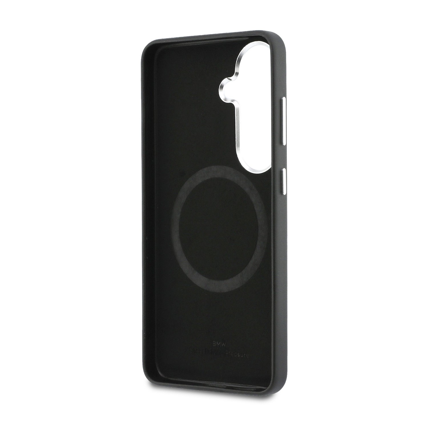 BMW Signature PU Leather Metal Logo Magnetic Zadní kryt pro Samsung Galaxy S26 Black