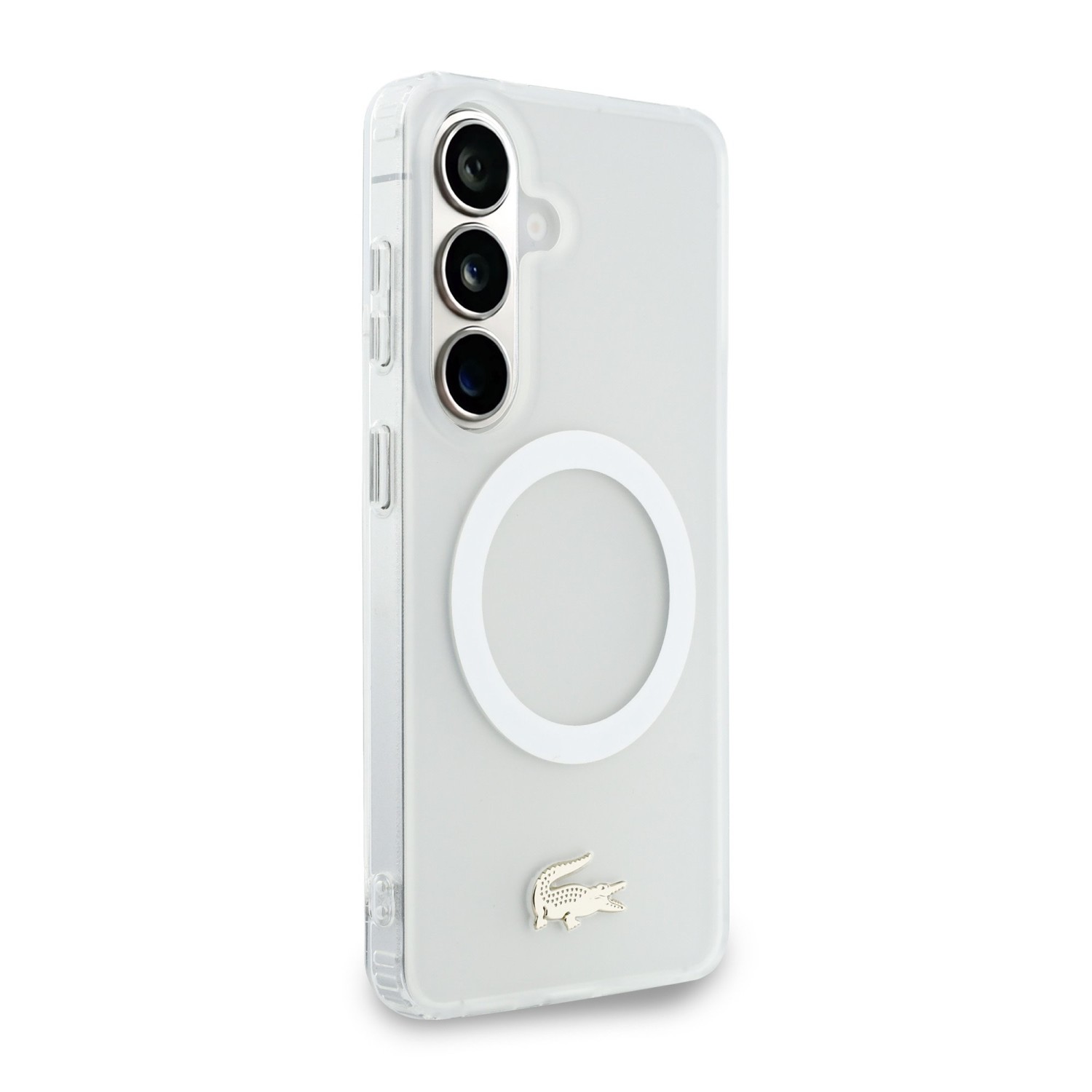 Lacoste PC/TPU Frosted Finish Gold Logo Magnetic Zadní Kryt pro Samsung Galaxy S26 White