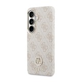 Guess PU Leather 4G Strass Logo Gold Frame Magnetic Zadní Kryt pro Samsung Galaxy S26 Pink
