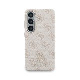 Guess PU Leather 4G Strass Logo Gold Frame Magnetic Zadní Kryt pro Samsung Galaxy S26 Pink