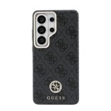 Guess PU Leather 4G Strass Logo Gold Frame Magnetic Zadní Kryt pro Samsung Galaxy S26 Ultra Black