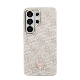 Zadní kryt Guess PU Leather 4G Strass Triangle Logo Gold Frame Magnetic pro Samsung Galaxy S26 Ultra, růžová