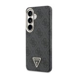 Guess PU Leather 4G Strass Triangle Logo Gold Frame Magnetic Zadní Kryt pro Samsung Galaxy S26 Black