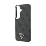 Guess PU Leather 4G Strass Triangle Logo Gold Frame Magnetic Zadní Kryt pro Samsung Galaxy S26 Black