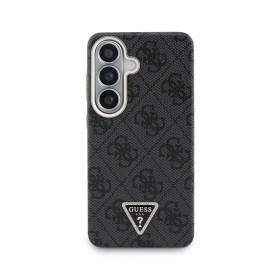 Zadní kryt Guess PU Leather 4G Strass Triangle Logo Gold Frame Magnetic pro Samsung Galaxy S26, černá