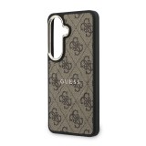 Guess PU Leather 4G Gold Frame Magnetic Zadní Kryt pro Samsung Galaxy S26+ Brown