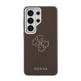 Zadní kryt Guess PU 4G Resin Metal Logo pro Samsung Galaxy S26+, hnědá