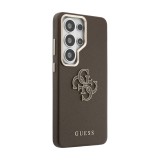 Zadní kryt Guess PU 4G Resin Metal Logo pro Samsung Galaxy S26+, hnědá