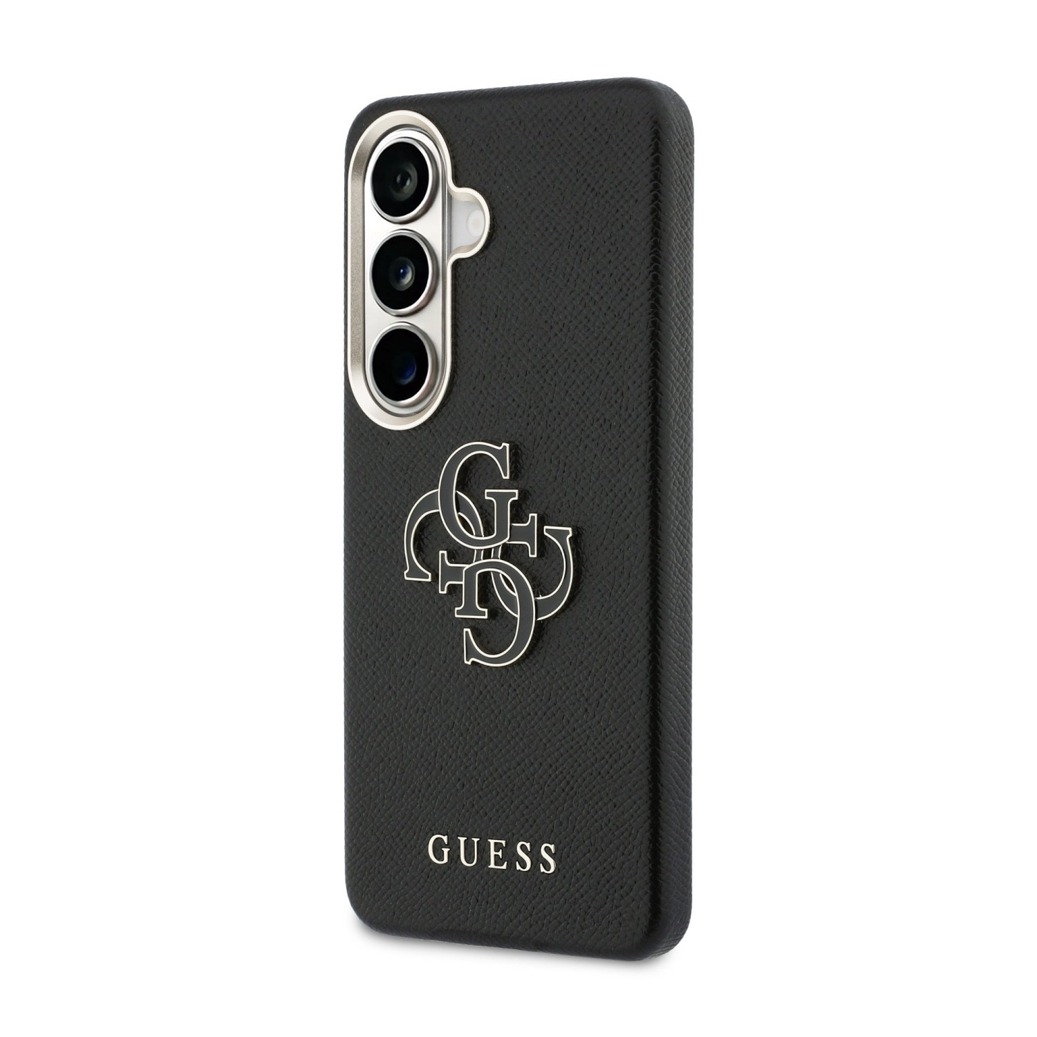 Guess PU 4G Resin Metal Logo Zadní Kryt pro Samsung Galaxy S26+ Black